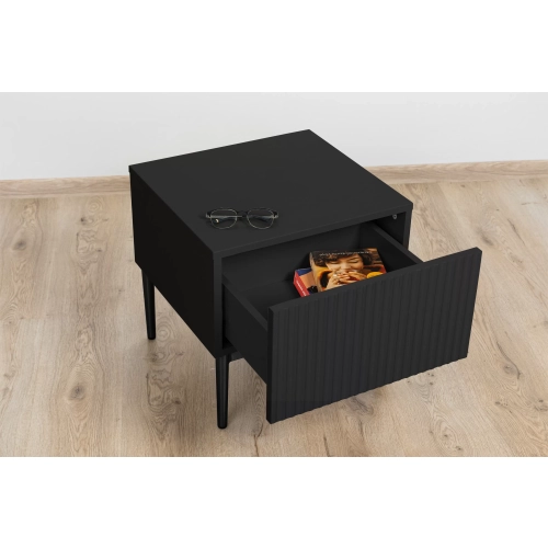 Zestaw szafek nocnych Nicole 46 cm - czarny / czarne nóżki